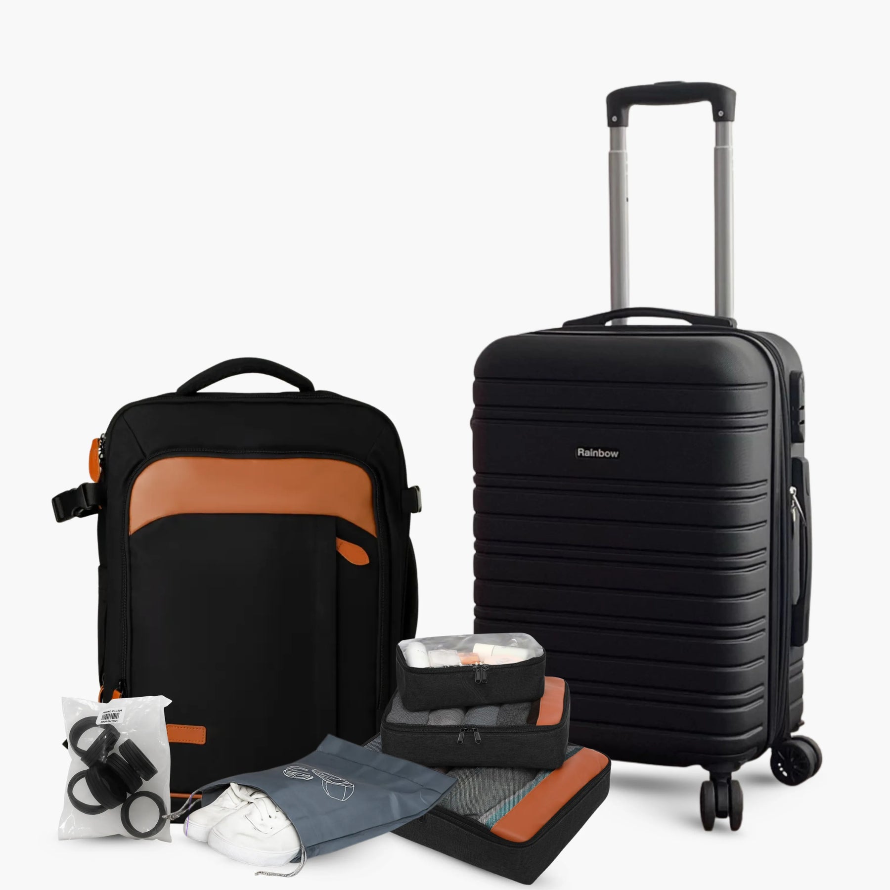 Kit Viagem Completa NovaTech™ (Mala 8 a 15 kg + Mochila + 4 Organizadores + Protetores)