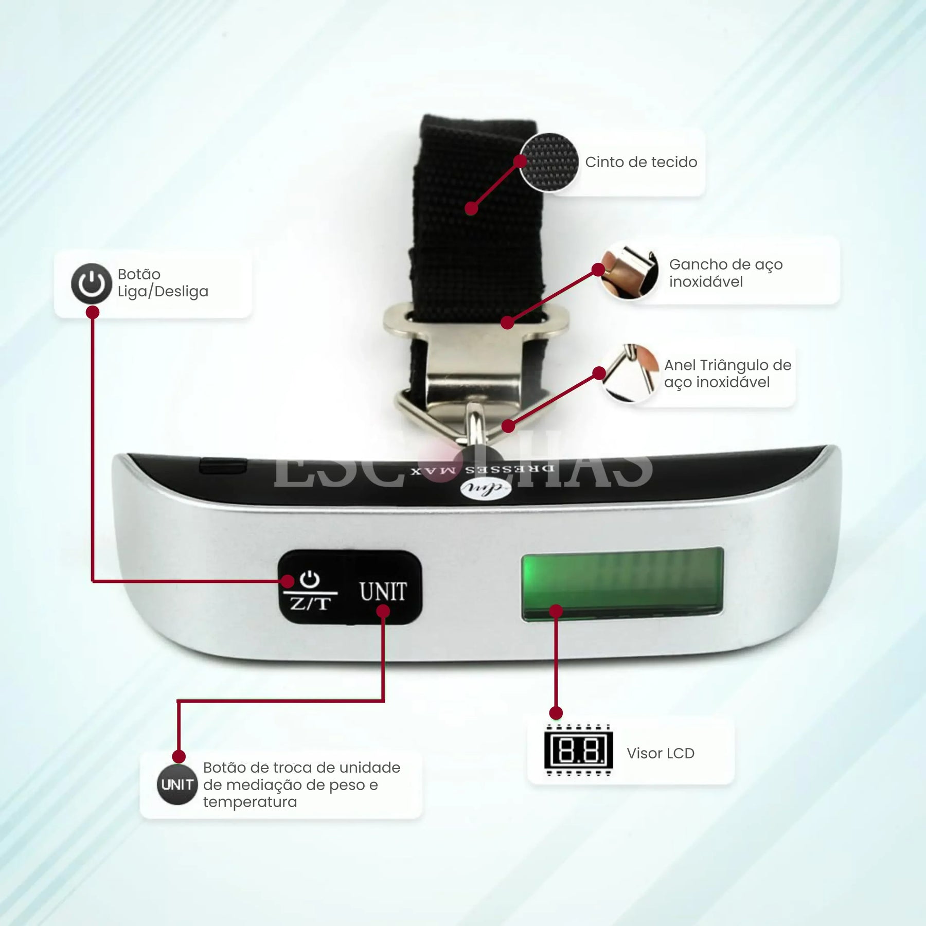 Balança Portátil Bagagem Viagem 50kg Marca XTRAD - uniescolhas