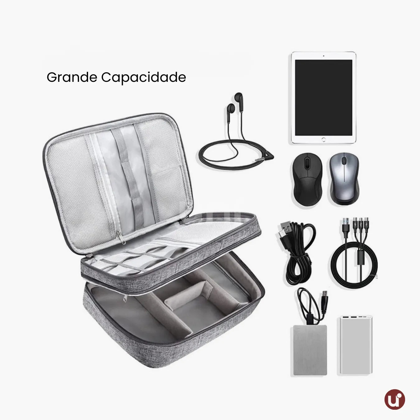 Organizador de Cabos e Carregadores para Viagem Impermeável