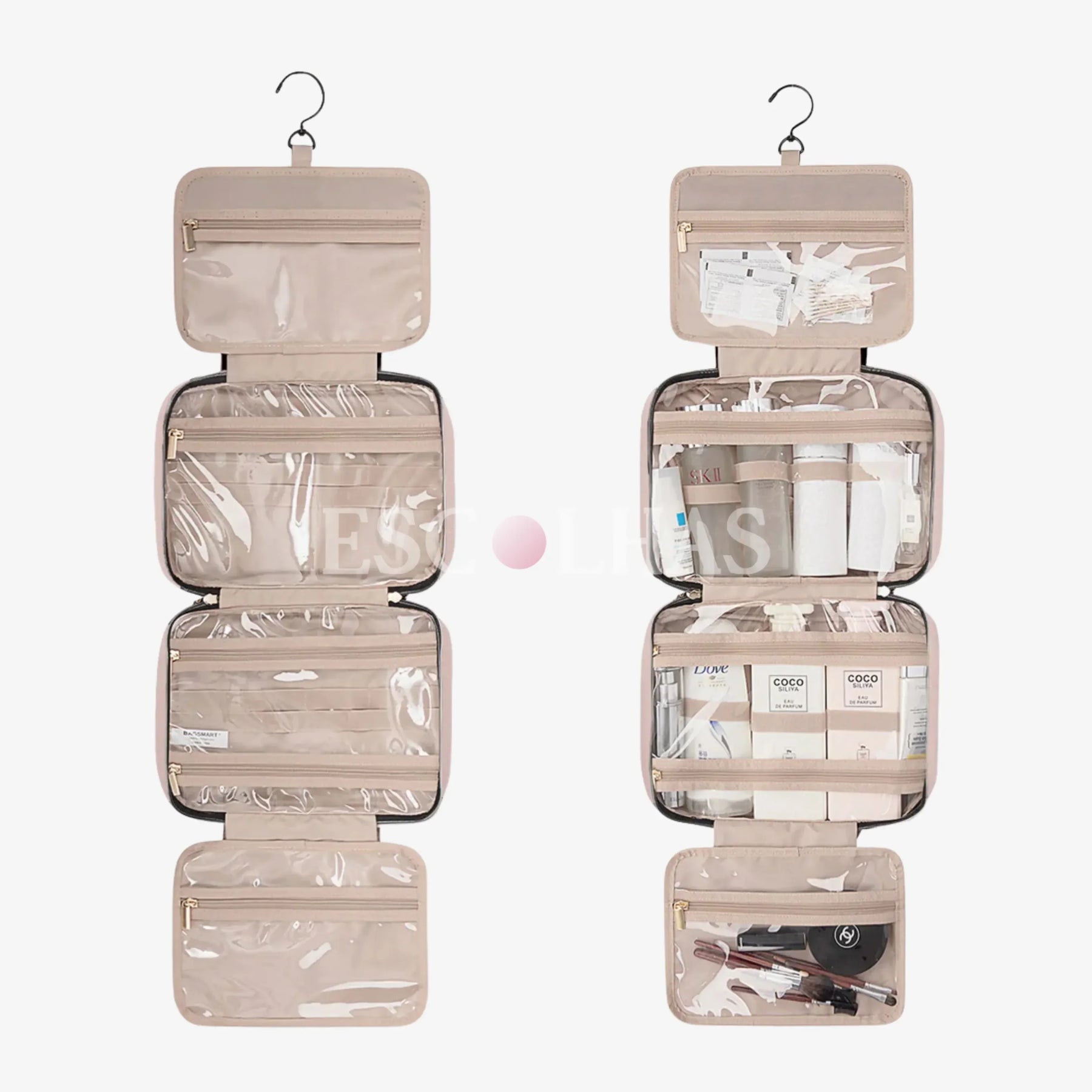 Necessaire Dobrável Compacta com Gancho Metálico BeautyVoyage™ Modelo LITE - uniescolhas