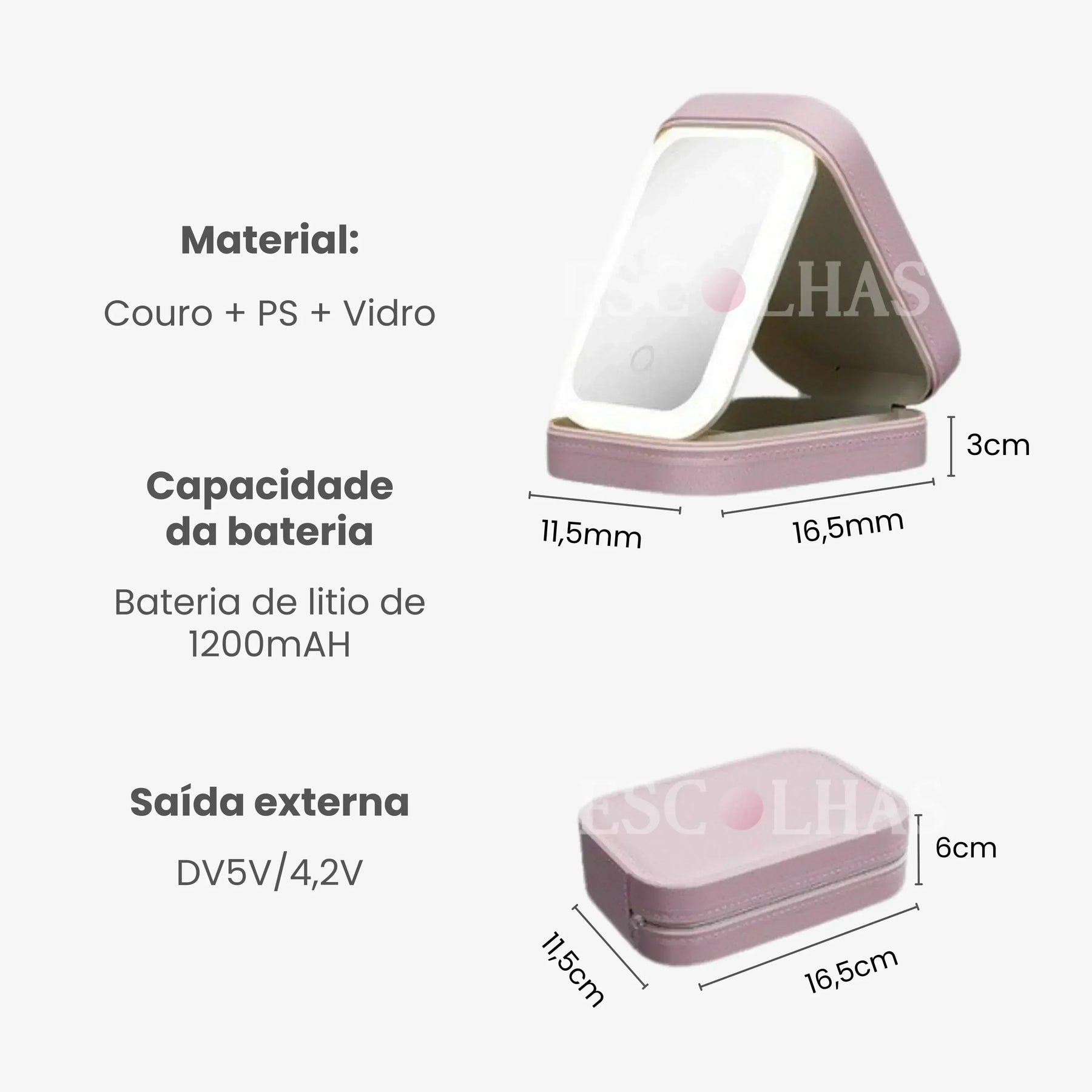 Estojo de maquiagem de LED Mini Caixa TrevoLed™ - uniescolhas
