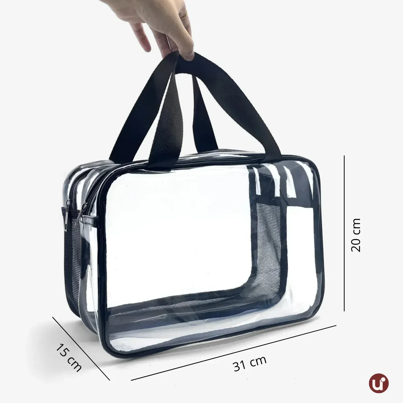 Bolsa de PVC Transparente Para Cosméticos Impermeável com Divisória Seca/Molhada - uniescolhas
