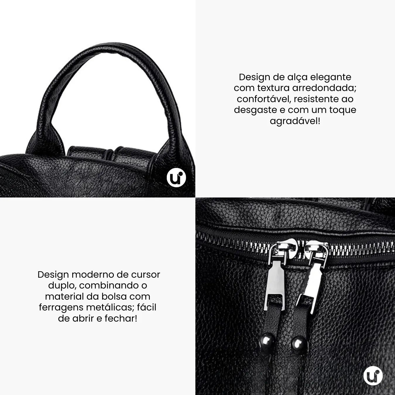 Mochila Feminina Antifurto Impermeável em Couro 3 em 1 - Shiny Diary