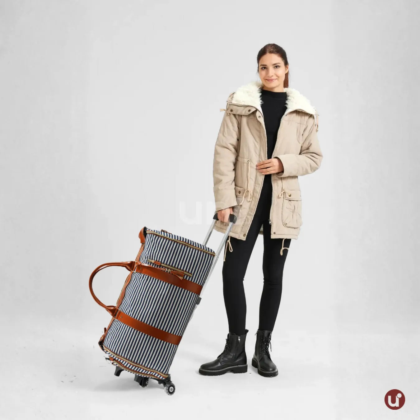 Mala de Mão Listrada Espaçosa Dobrável 60L Roller JetSetFemme™