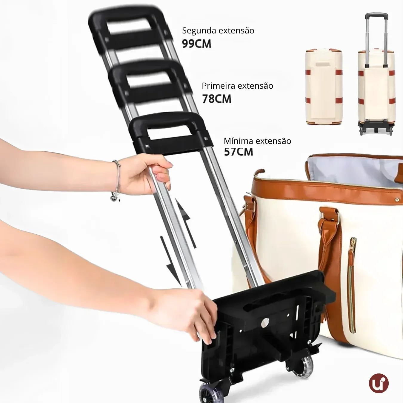 Mala de Mão Espaçosa Dobrável 60L Roller JetSetFemme™ - uniescolhas