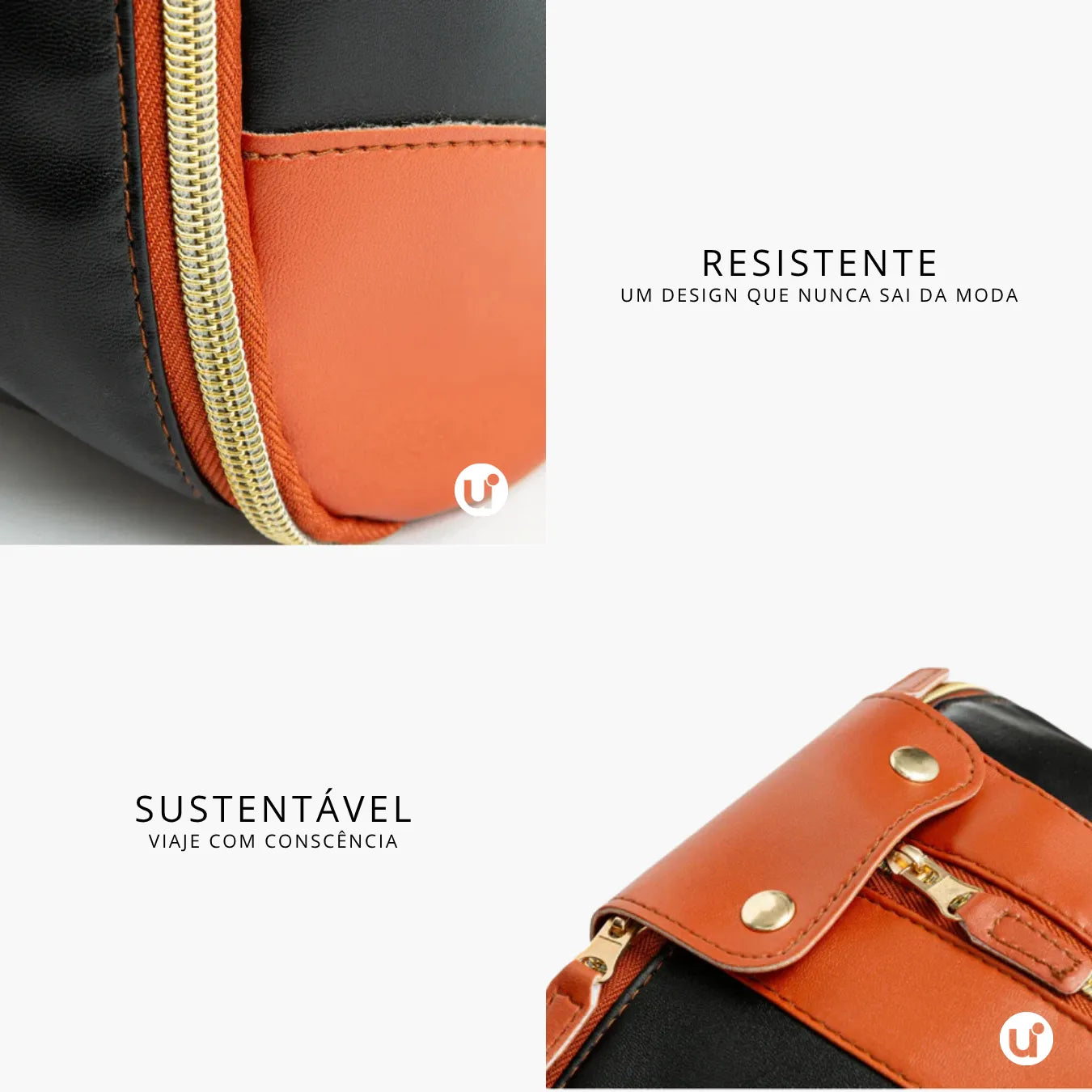 Mala de Mão Preta Caramelo Espaçosa Dobrável 60L Roller JetSetFemme™