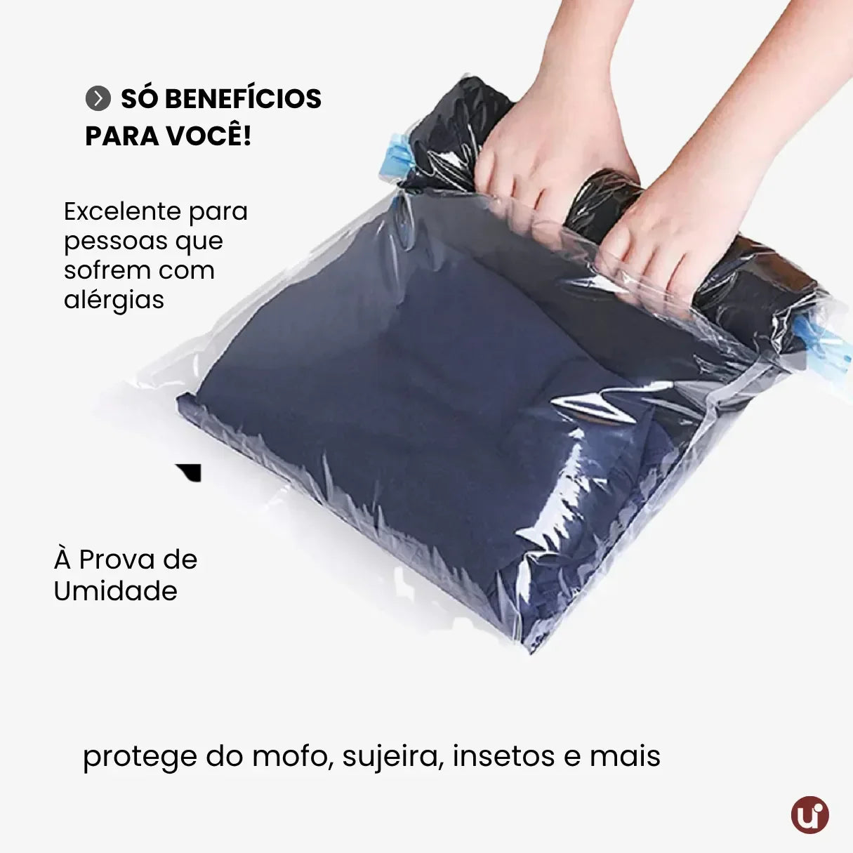 Kit Saco a Vácuo com Bomba para Roupas e Viagem Reutilizável VacuuPack™ - uniescolhas