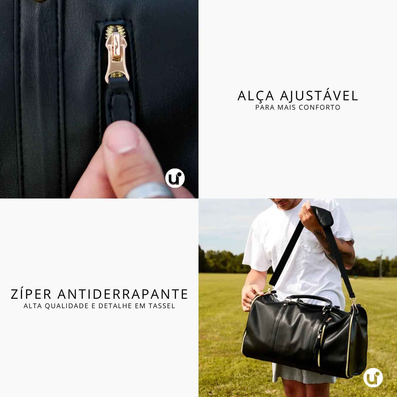 Mala de Mão Preta Espaçosa Dobrável 60L Roller JetSetFemme™