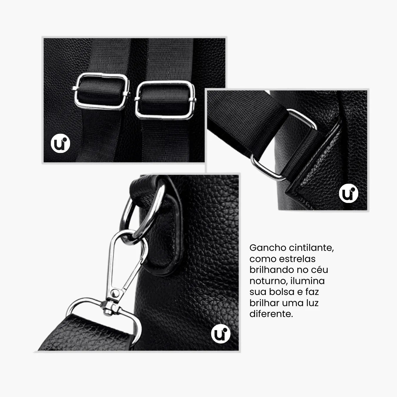 Mochila Feminina Antifurto Impermeável em Couro 3 em 1 - Shiny Diary
