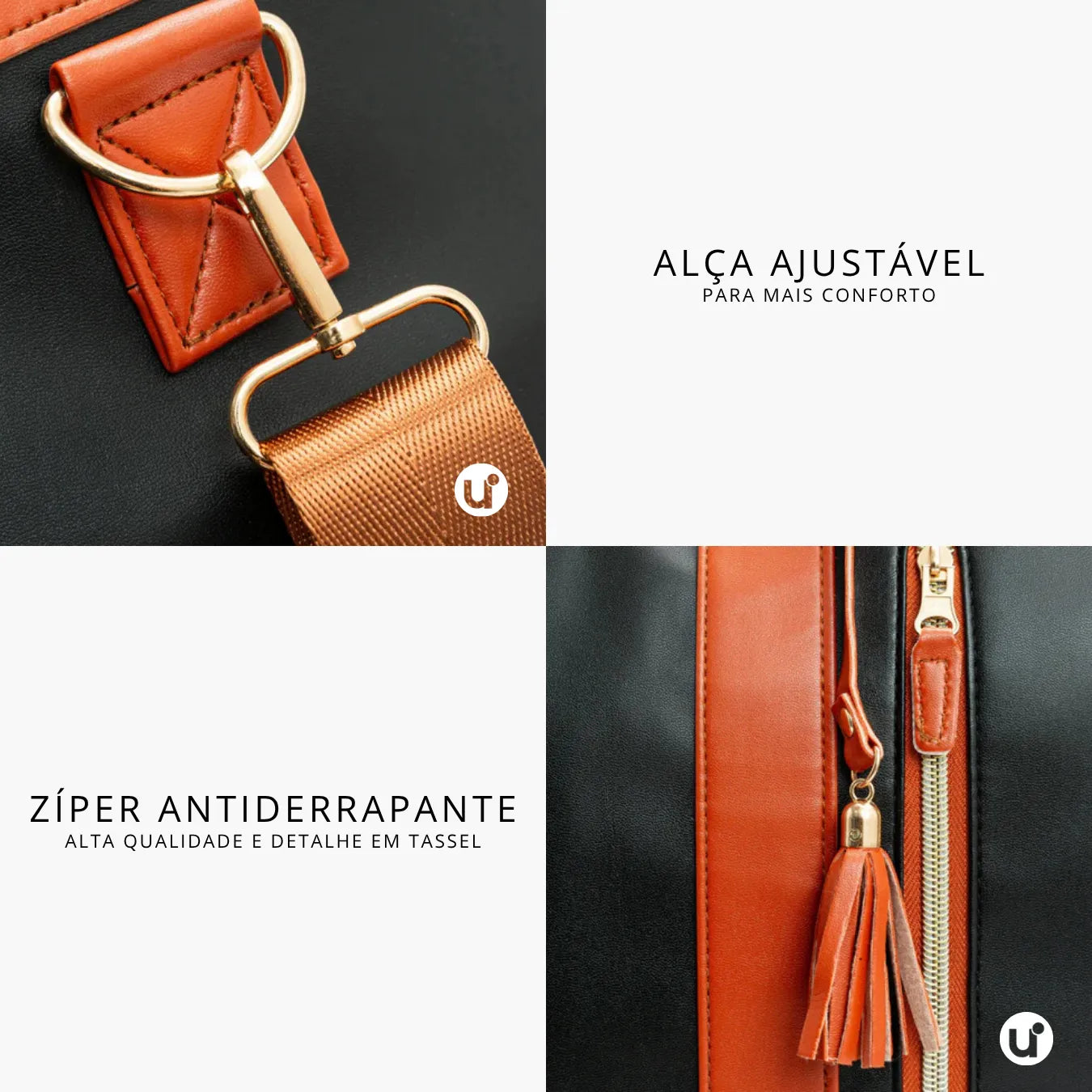 Mala de Mão Preta Caramelo Espaçosa Dobrável 60L Roller JetSetFemme™