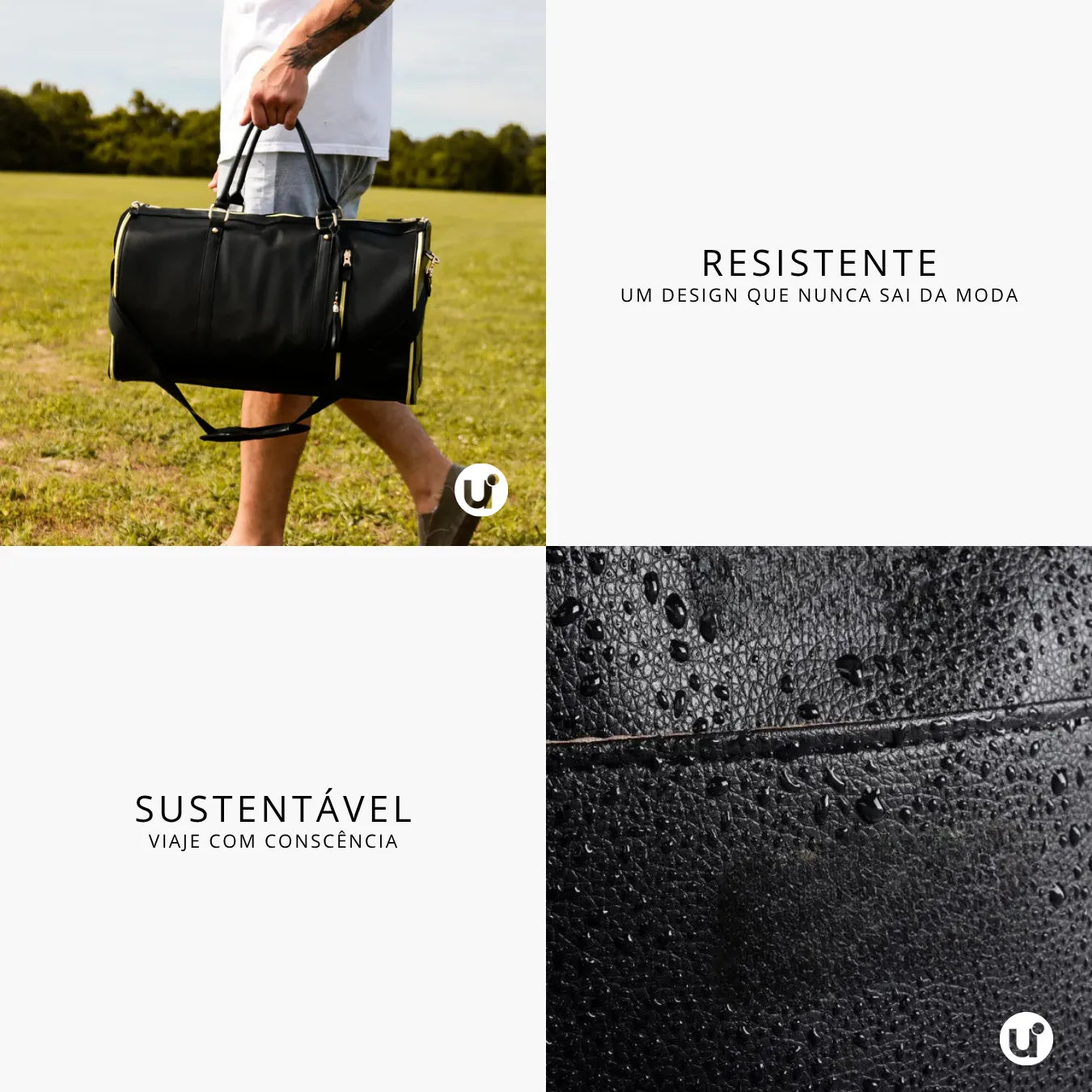 Mala de Mão Preta Espaçosa Dobrável 60L Roller JetSetFemme™