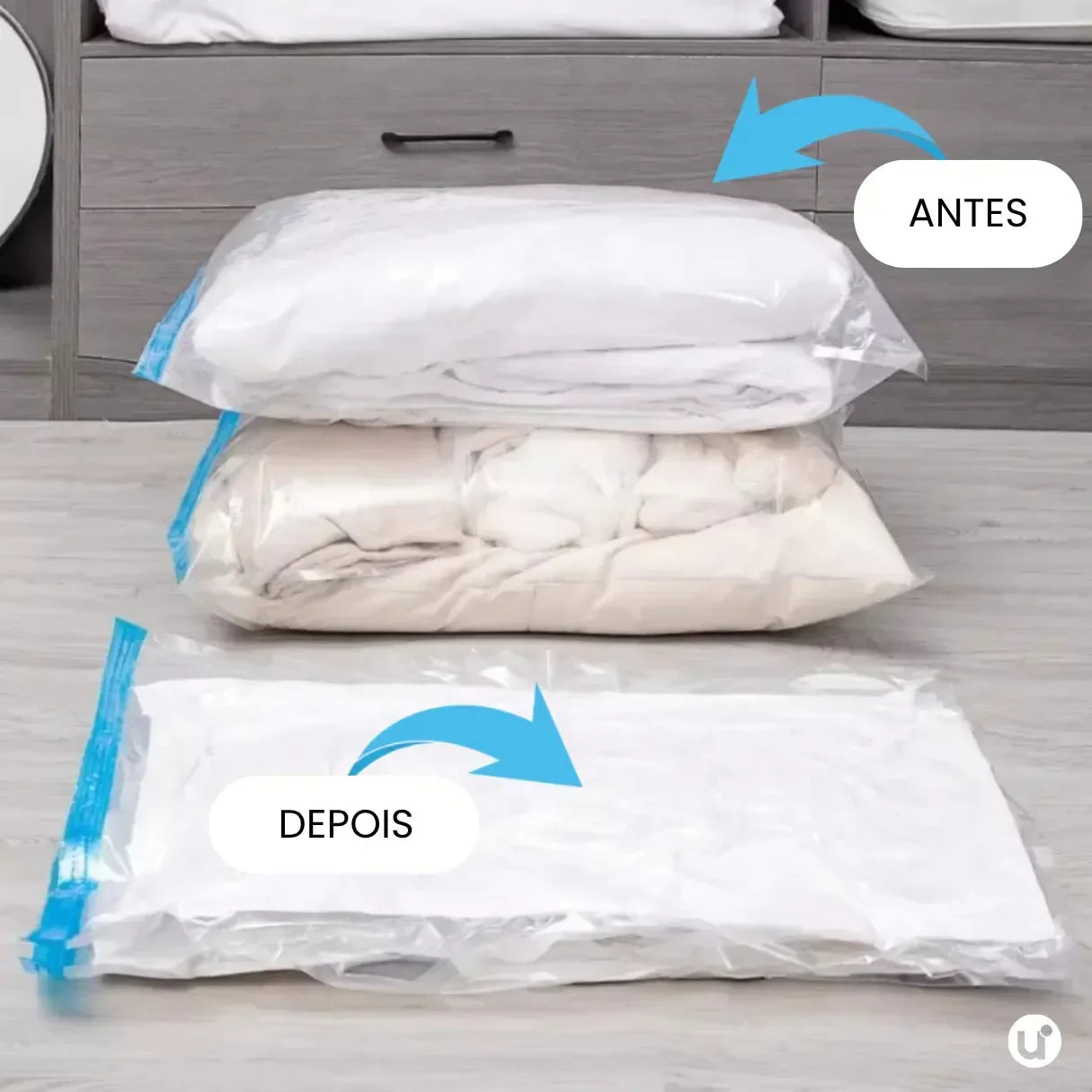 Kit Saco a Vácuo com Bomba para Roupas e Viagem Reutilizável VacuuPack™ - uniescolhas