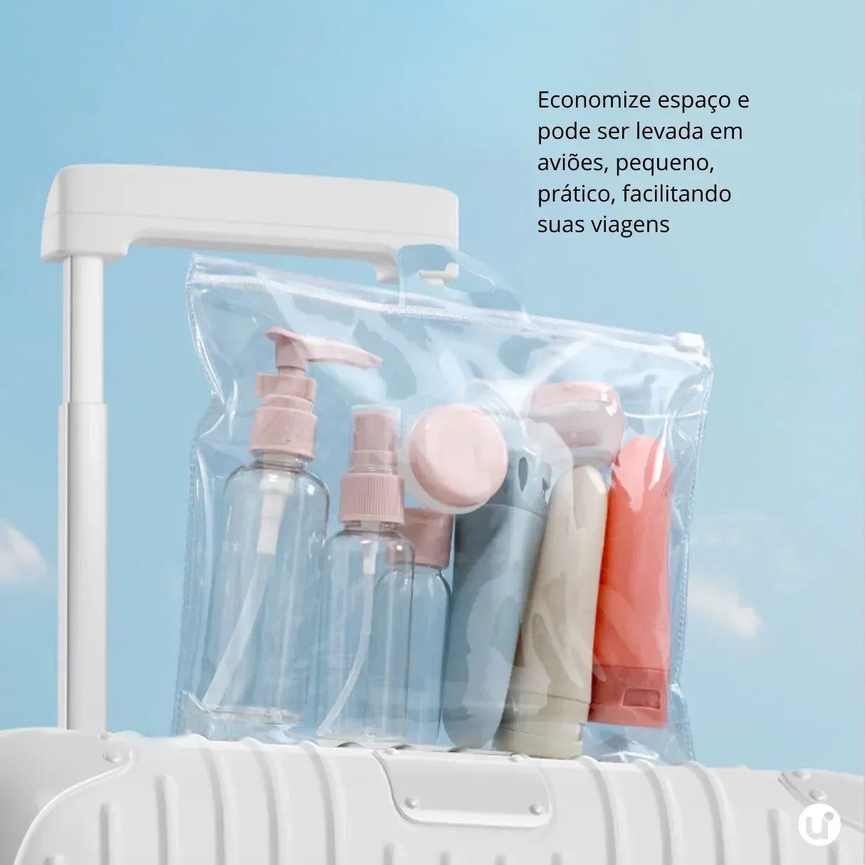 Kit Viagem — 11 Frascos Compactos Antivazamento com Nécessaire Transparente - uniescolhas