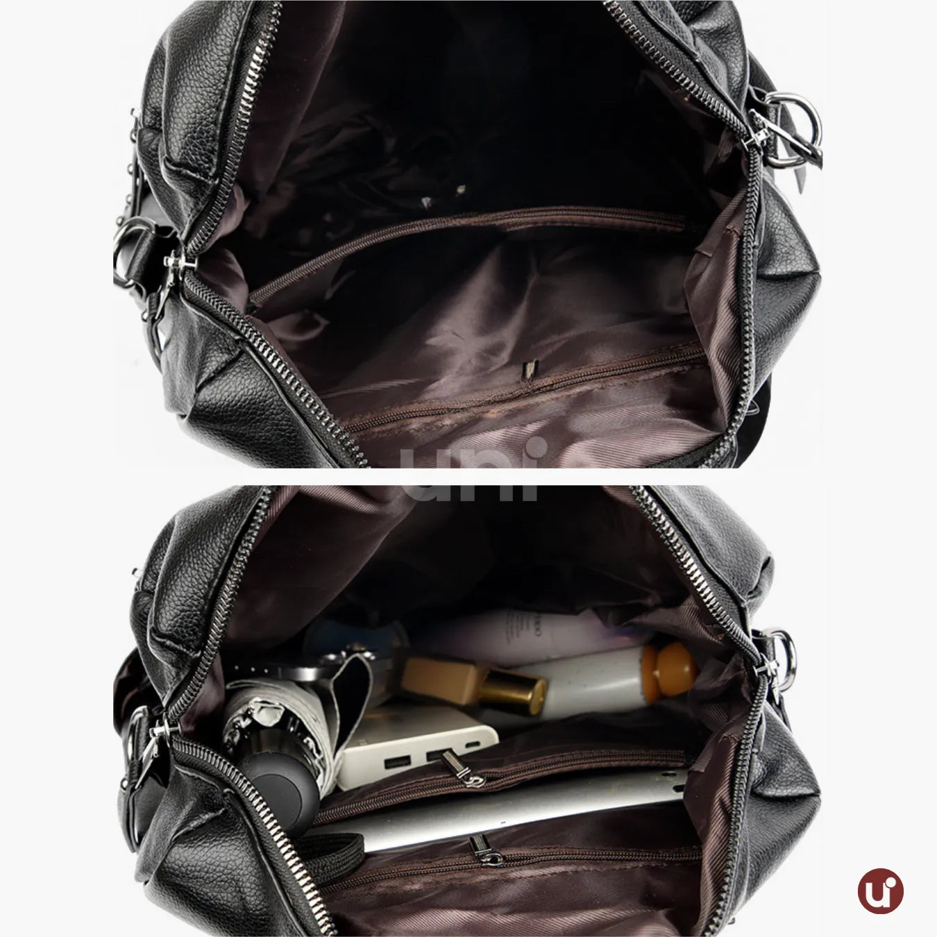 Mochila Feminina Antifurto Shiny Diary 2026 Couro Premium Impermeável 3 em 1