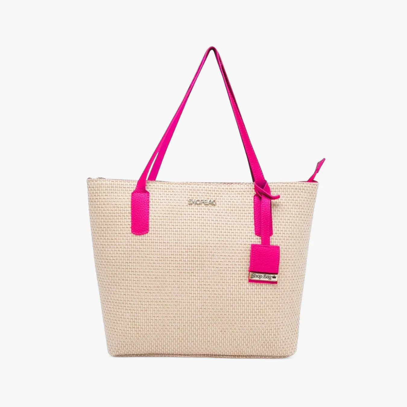 Bolsa Feminina de Praia Grande com Zíper - California Palha Sintética