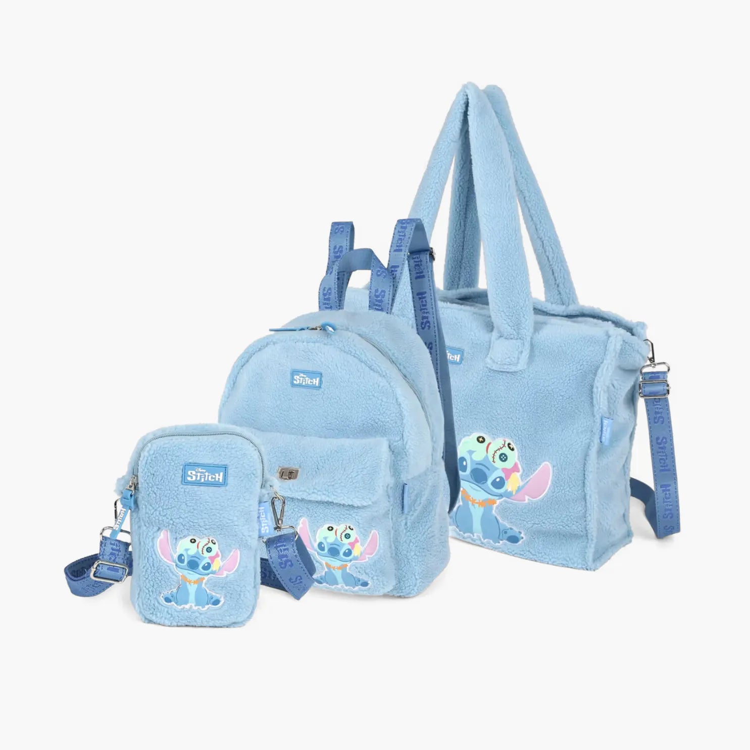 Kit Infantil Stitch & Xepa – Mochila, Bolsa Infantil e Mini Shoulder Bag de Pelúcia Premium