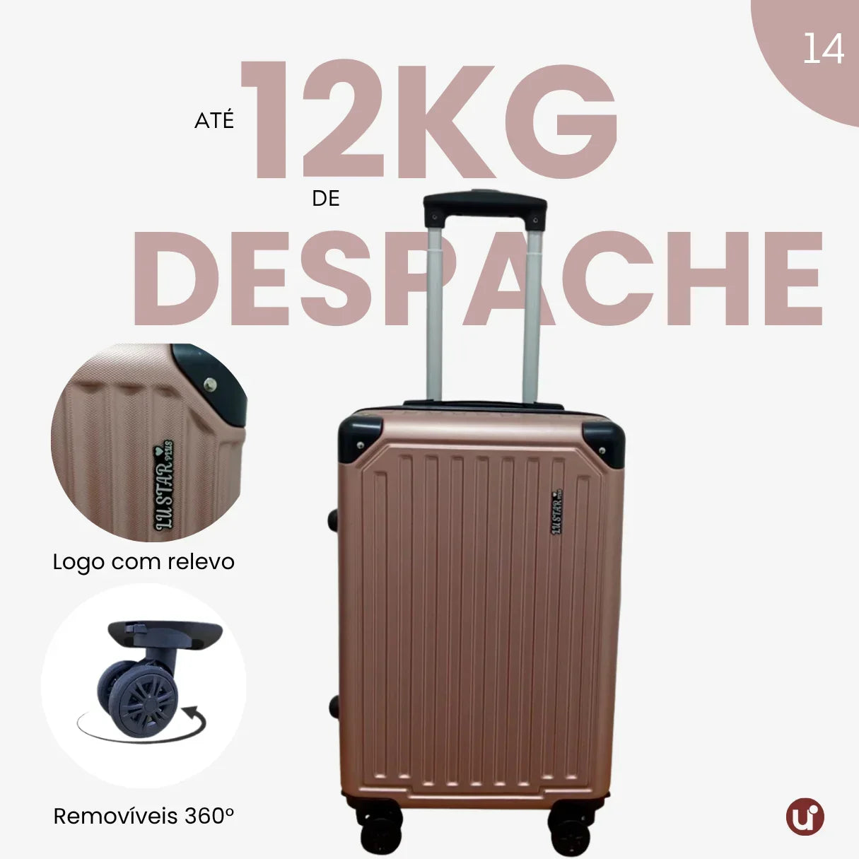 Mala De Bordo Linha Premium 8KG - 18KG Com Senha e Roda ANAC Padrao - uniescolhas