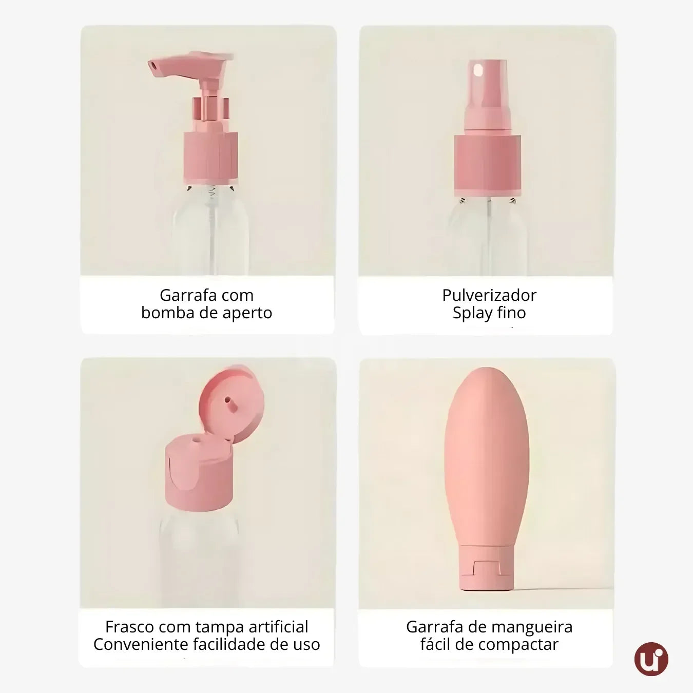 Kit Viagem — 11 Frascos Compactos Antivazamento com Nécessaire Transparente - uniescolhas