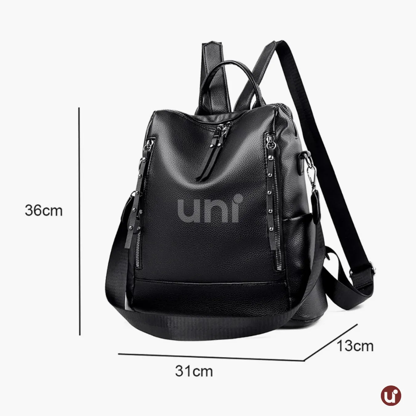 Mochila Feminina Antifurto Impermeável em Couro 3 em 1 - Shiny Diary