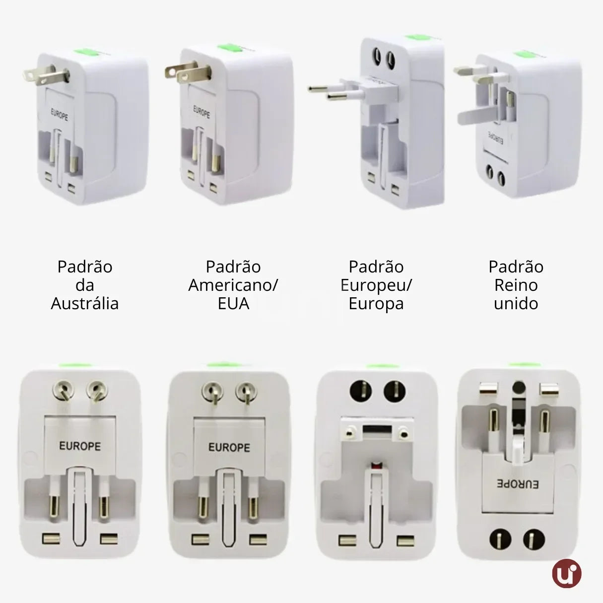 Adaptador Internacional Universal com Proteção Contra Surto, Bivolt e LED - uniescolhas