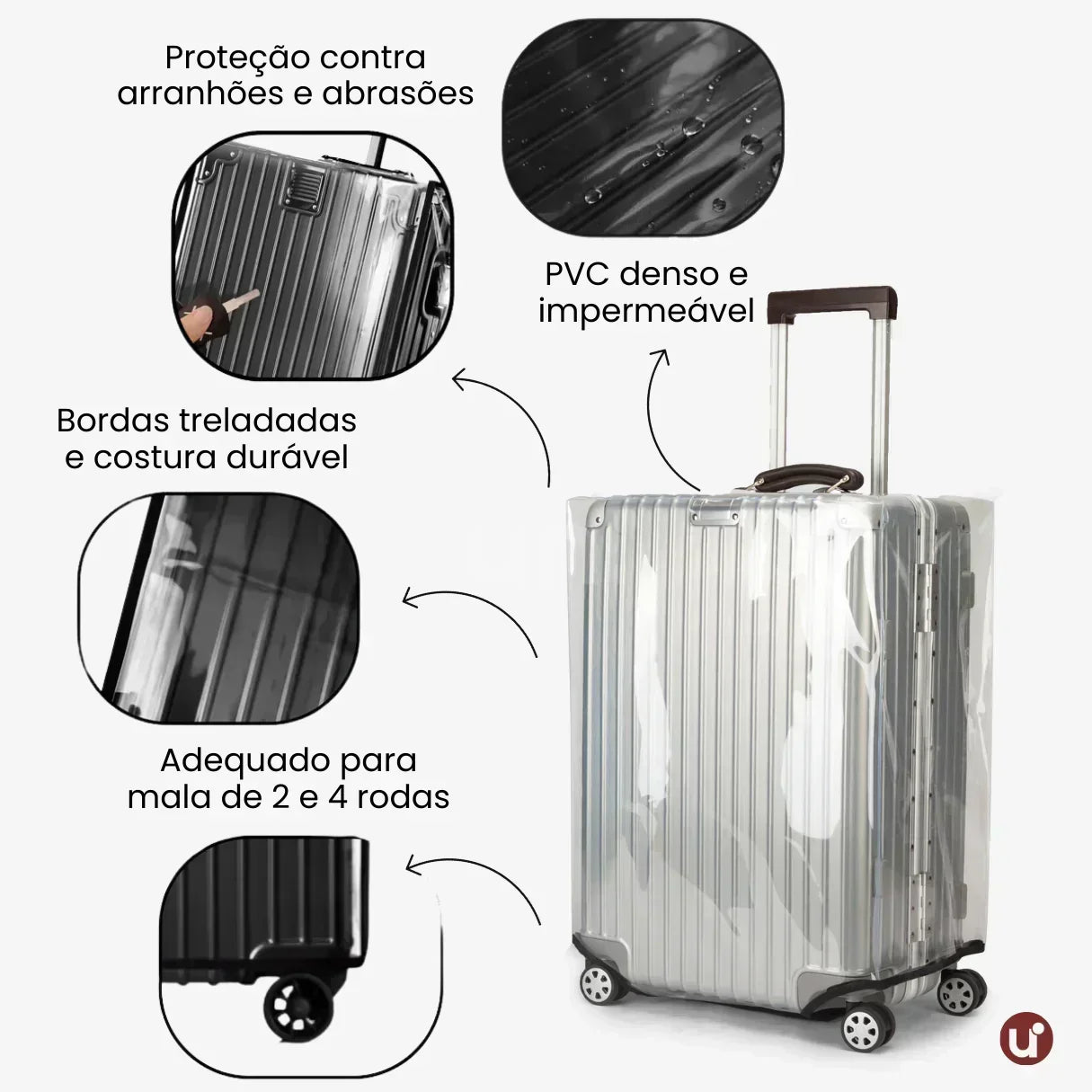 Capa para Mala de Viagem Transparente em PVC Cristal