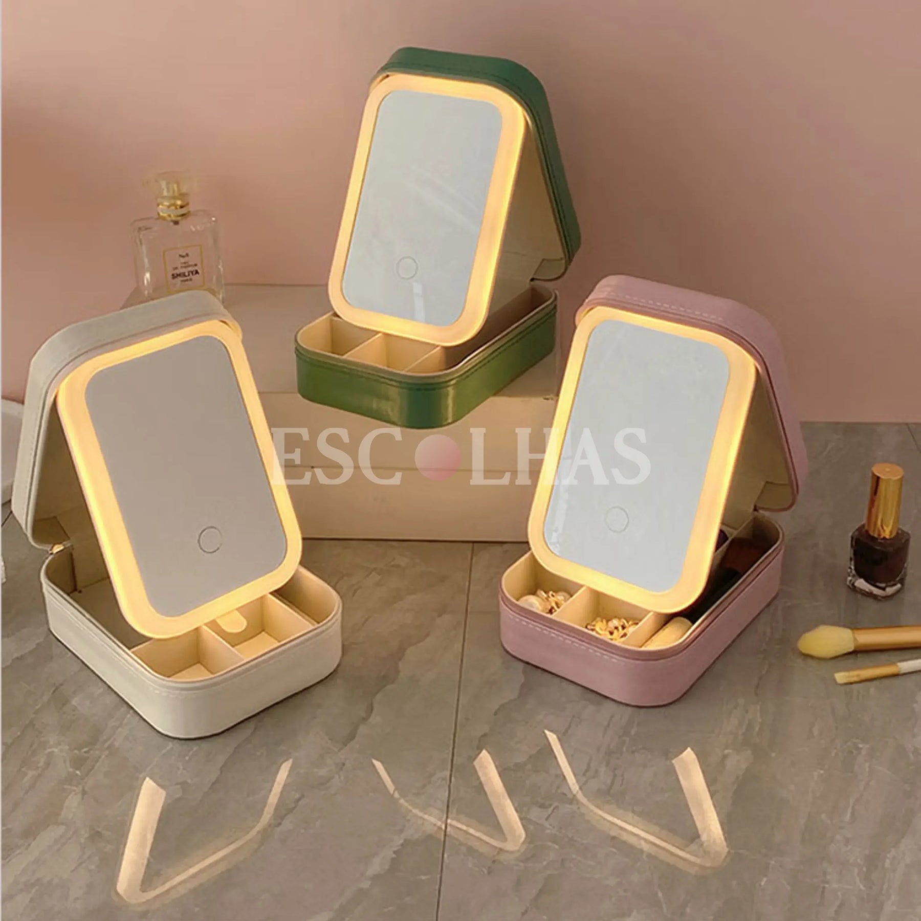 Estojo de maquiagem de LED Mini Caixa TrevoLed™ - uniescolhas