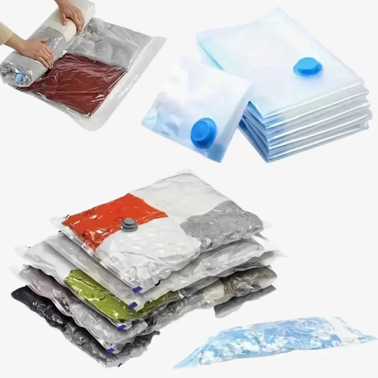 Kit Saco a Vácuo com Bomba para Roupas e Viagem Reutilizável VacuuPack™ - uniescolhas