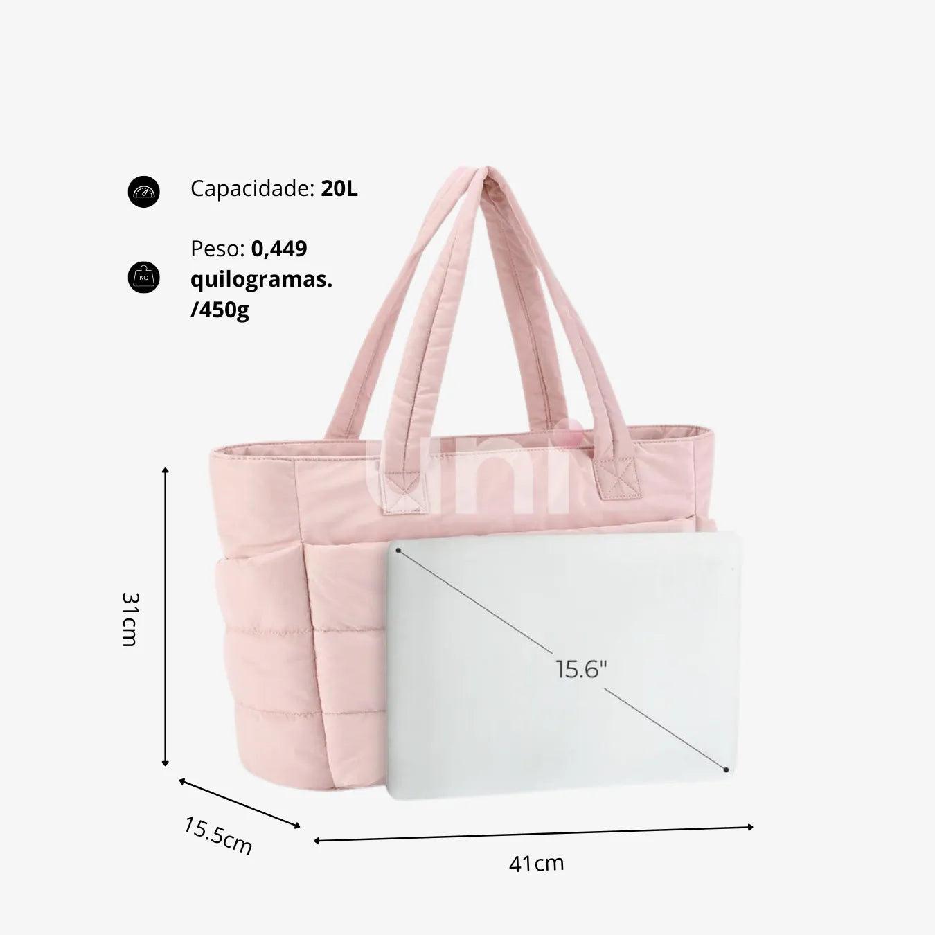 Bolsa Tote Puffer Acolchoada 20L de 15,6 UniBubble™