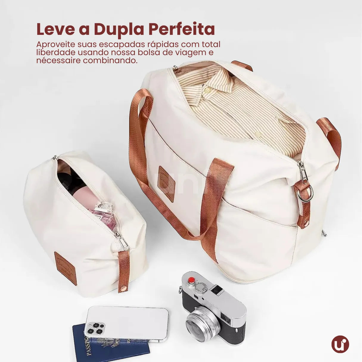 Kit Mala de Bordo 10kg Rodas Removíveis ANAC + Bolsa e Nécessaire