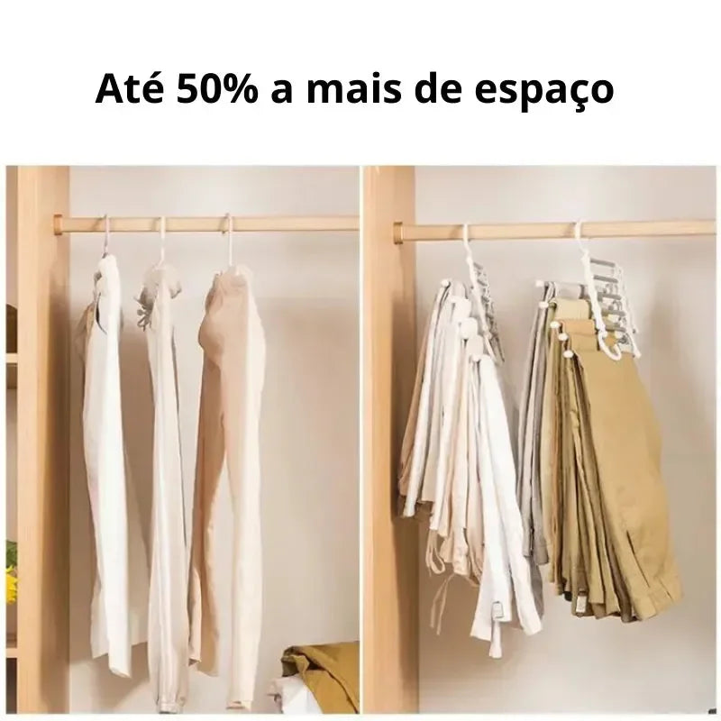 Cabide Dobrável 5 em 1 Aço Inoxidável Roupas Lisas e Desamassadas SpaceMagic™ - uniescolhas