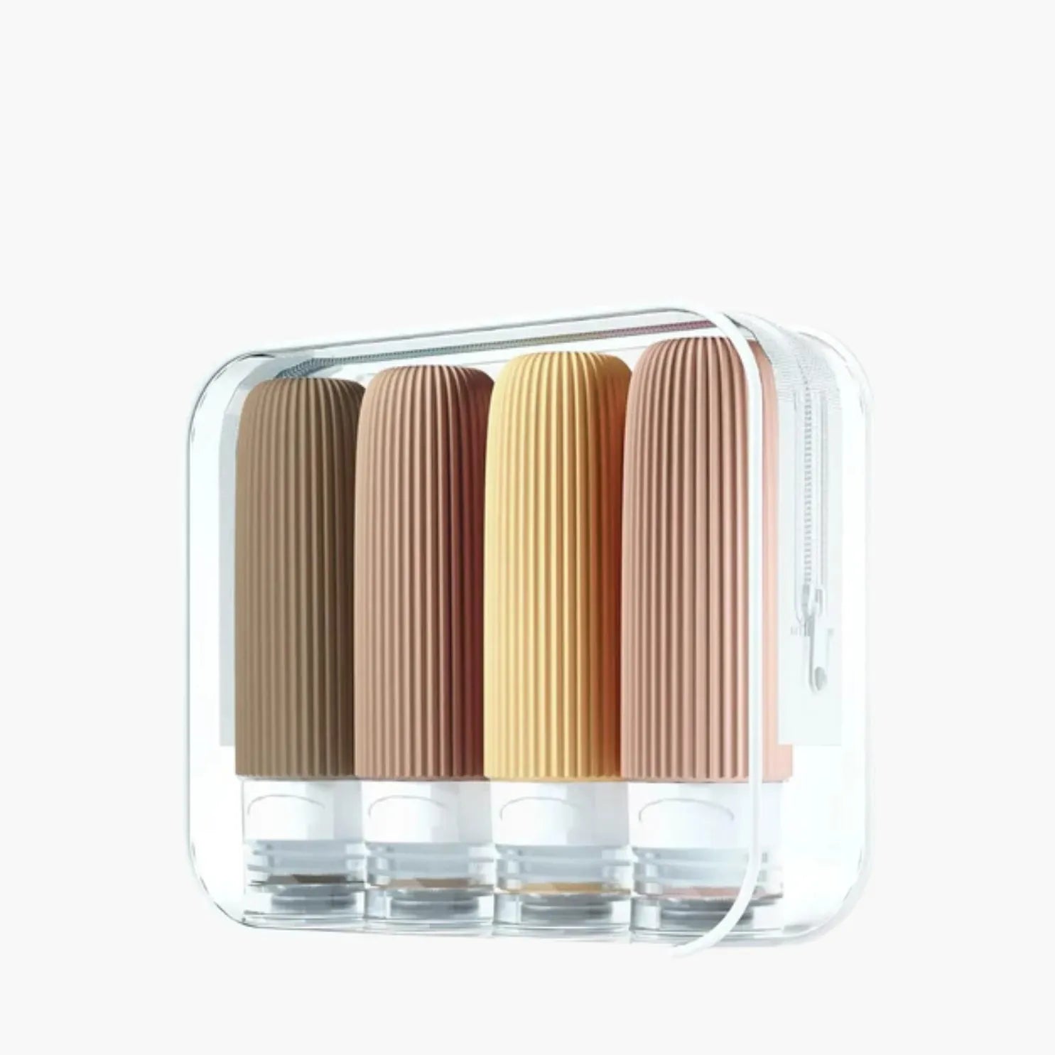 Kit Marrom Recipiente Flexível Contra Vazamentos 4 Frascos de Silicone Silicase™