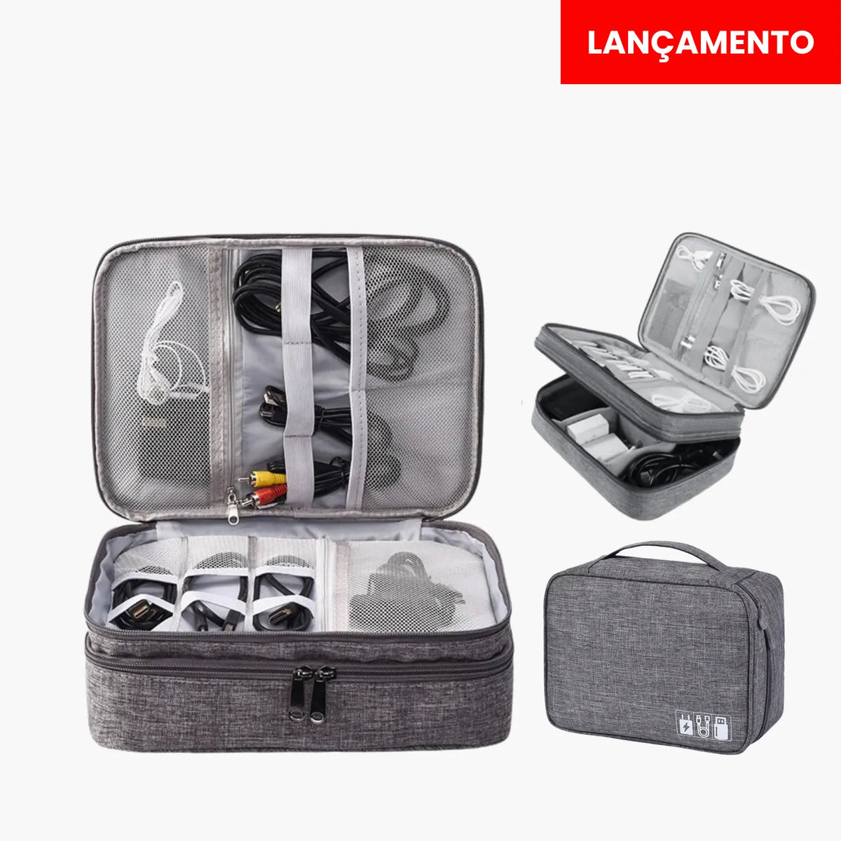 Organizador de Cabos e Eletrônicos para Viagem - Impermeável e Acolchoado