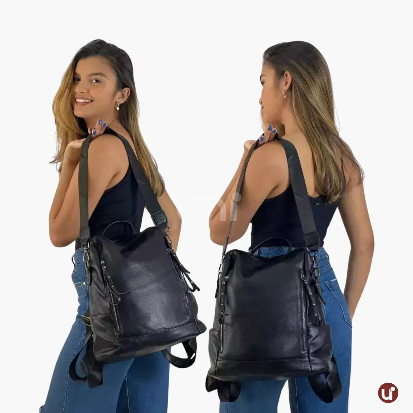 Mochila Feminina Antifurto Shiny Diary 2026 Couro Premium Impermeável 3 em 1