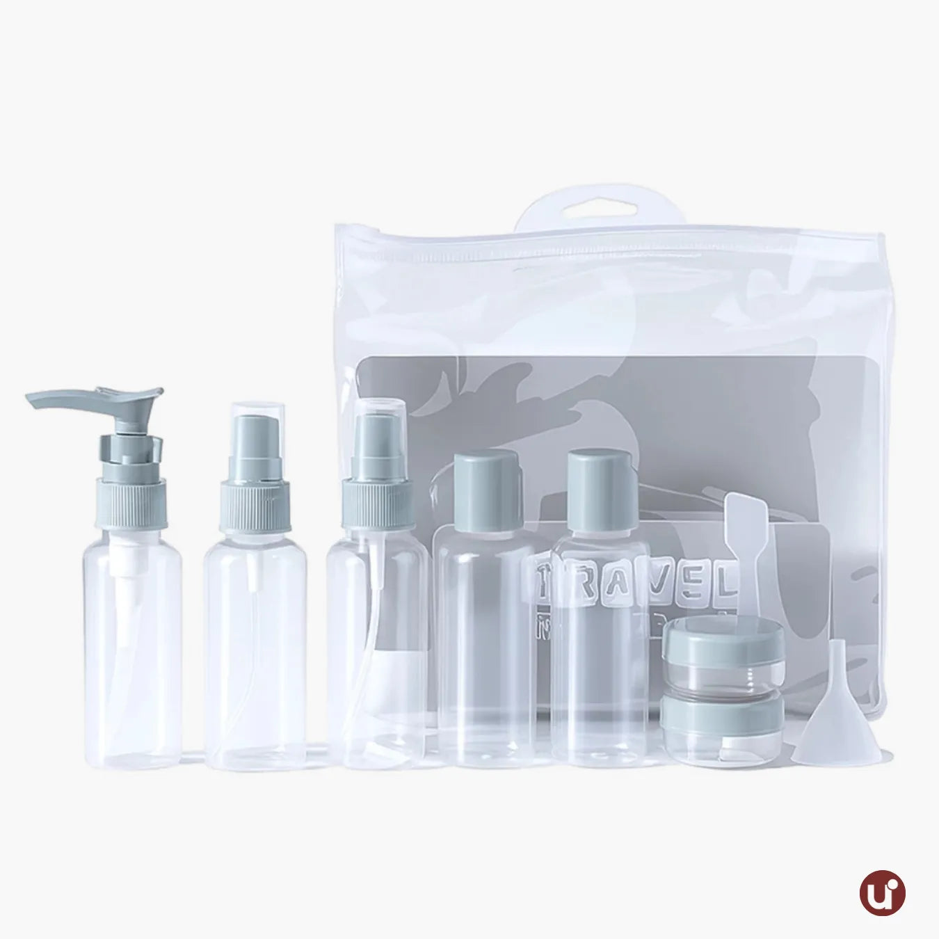 Kit Viagem 5 a 8 Peças Frascos Silicone Antivazamento + Necessaire