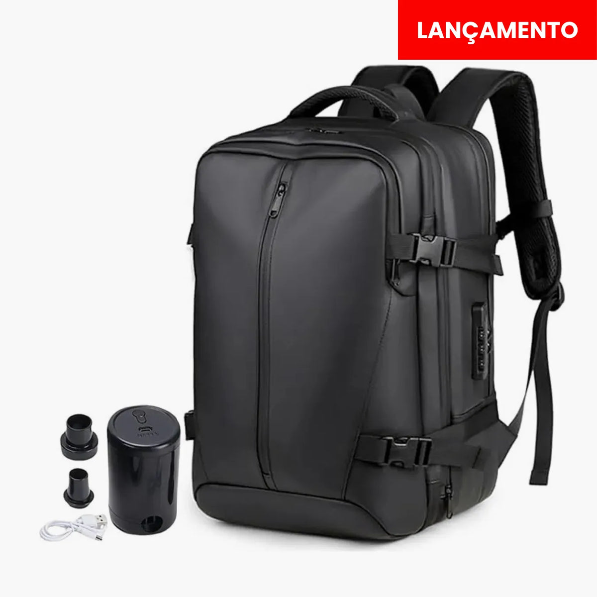 Mochila Viagem a Vácuo Expansível 60L - Mala de Bordo Executiva Notebook Impermeável