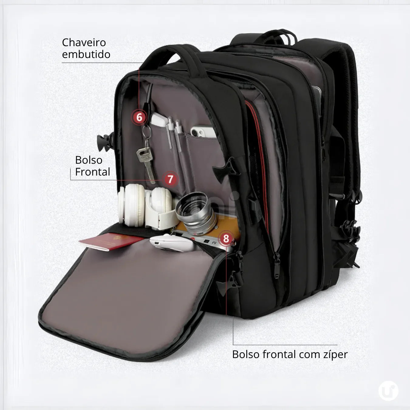 Mochila de Viagem Executiva 45L Impermeável com USB – Unissex para Notebook Romantic Crown - uniescolhas