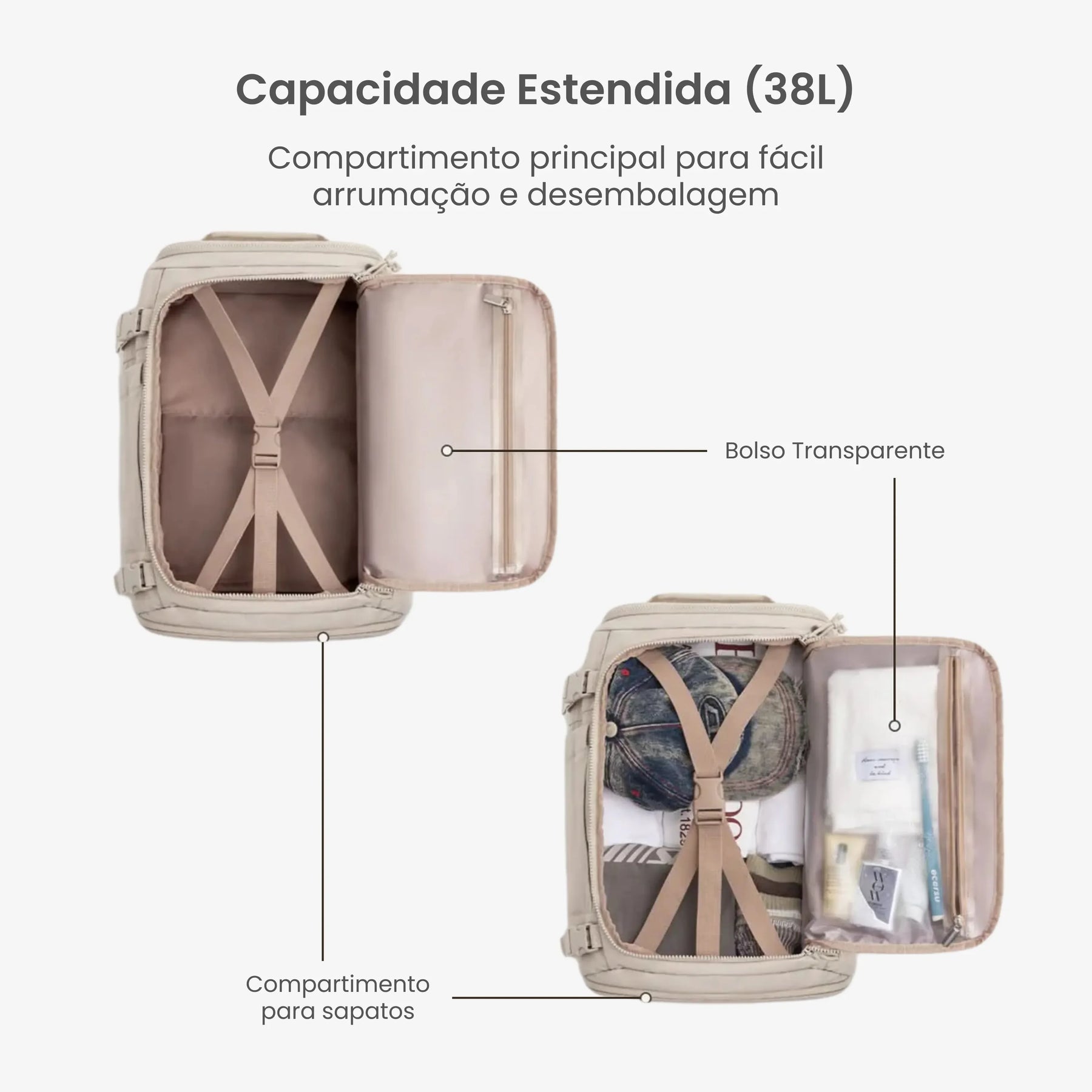 Mochila de Viagem Expansível 40L Trabalho e Notebook EasyJet™ - uniescolhas