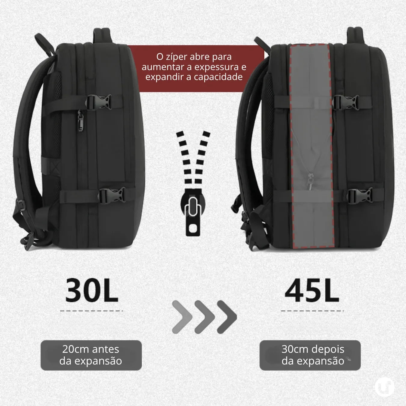 Mochila de Viagem Executiva 45L Impermeável com USB – Unissex para Notebook Romantic Crown - uniescolhas