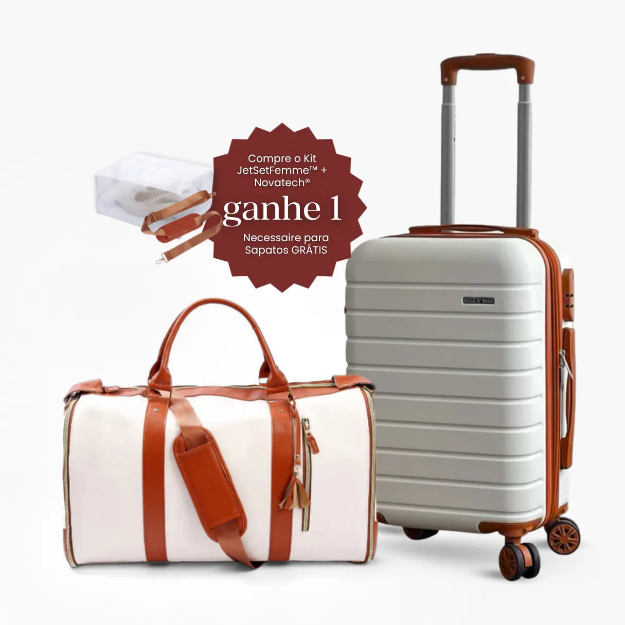 Kit de Viagem Dobrável JetSetFemme™ + Mala Novatech® 8kg–15kg — Leve e Organizada