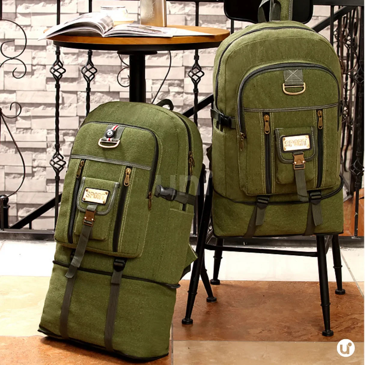 Mochila Masculina 50 L de Lona Premium – Expansível, Resistente à Água e Confortável - uniescolhas