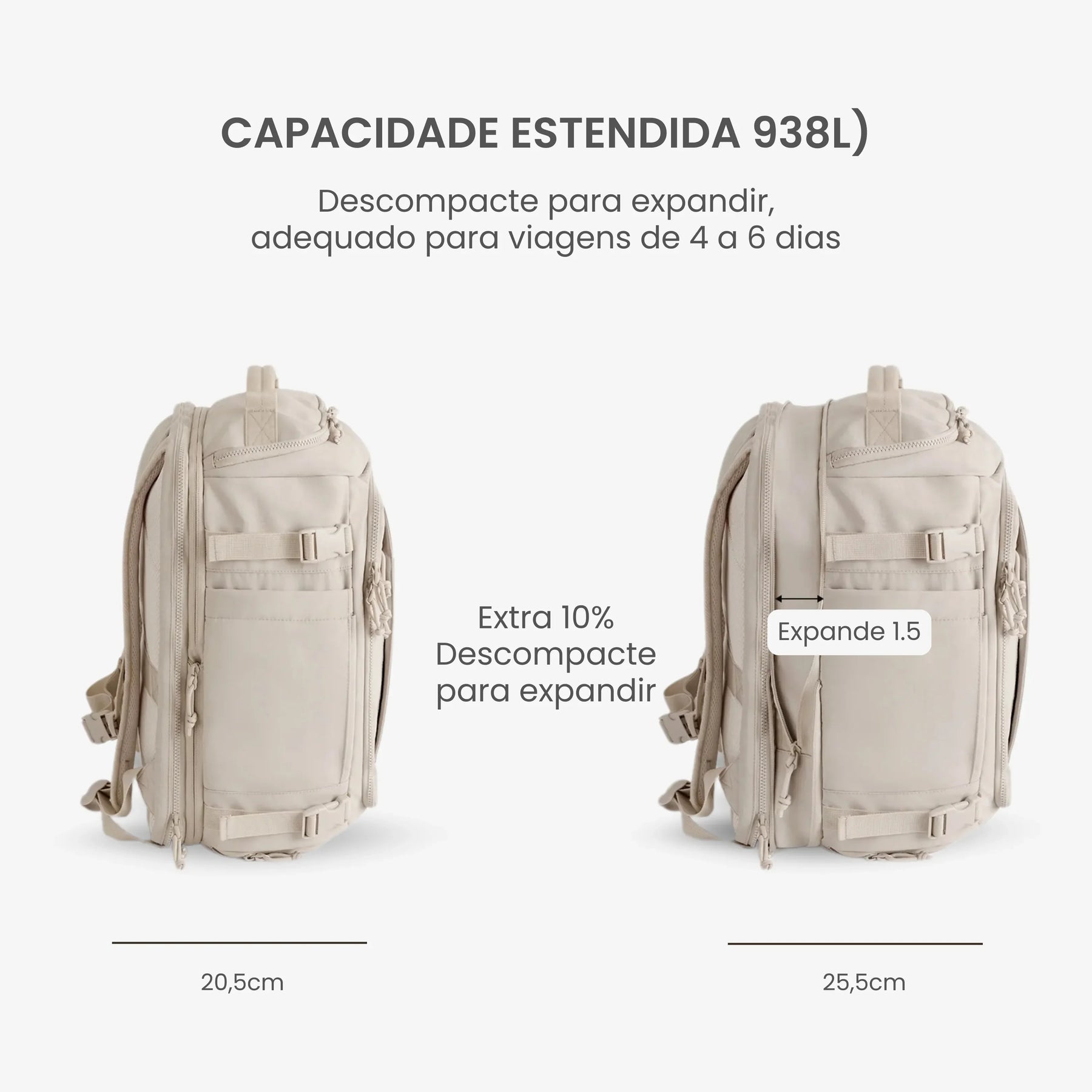Mochila de Viagem Expansível 40L Trabalho e Notebook EasyJet™ - uniescolhas