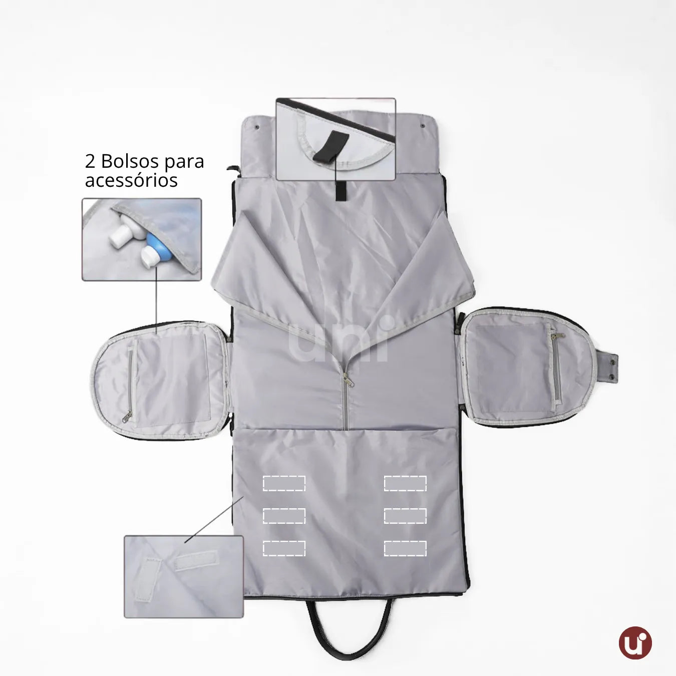 Mala de Mão Preta Espaçosa Dobrável 60L Roller JetSetFemme™