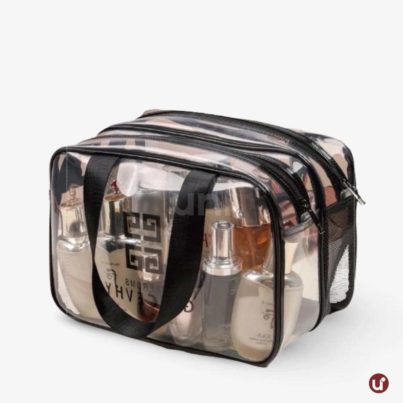 Bolsa de PVC Transparente Para Cosméticos Impermeável com Divisória Seca/Molhada