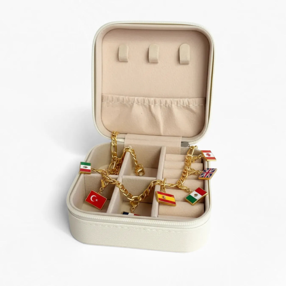 Pulseira de Berloques Viagem Bandeiras e Mapas