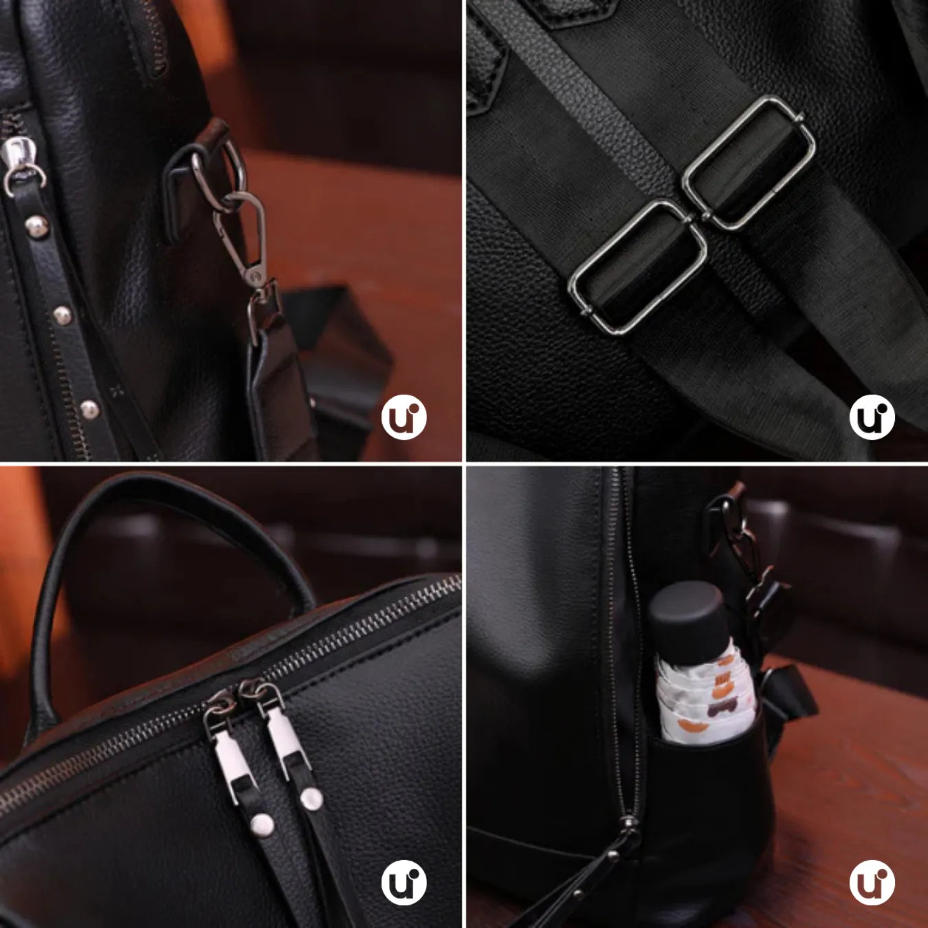 Mochila Feminina Antifurto Impermeável em Couro 3 em 1 - Shiny Diary