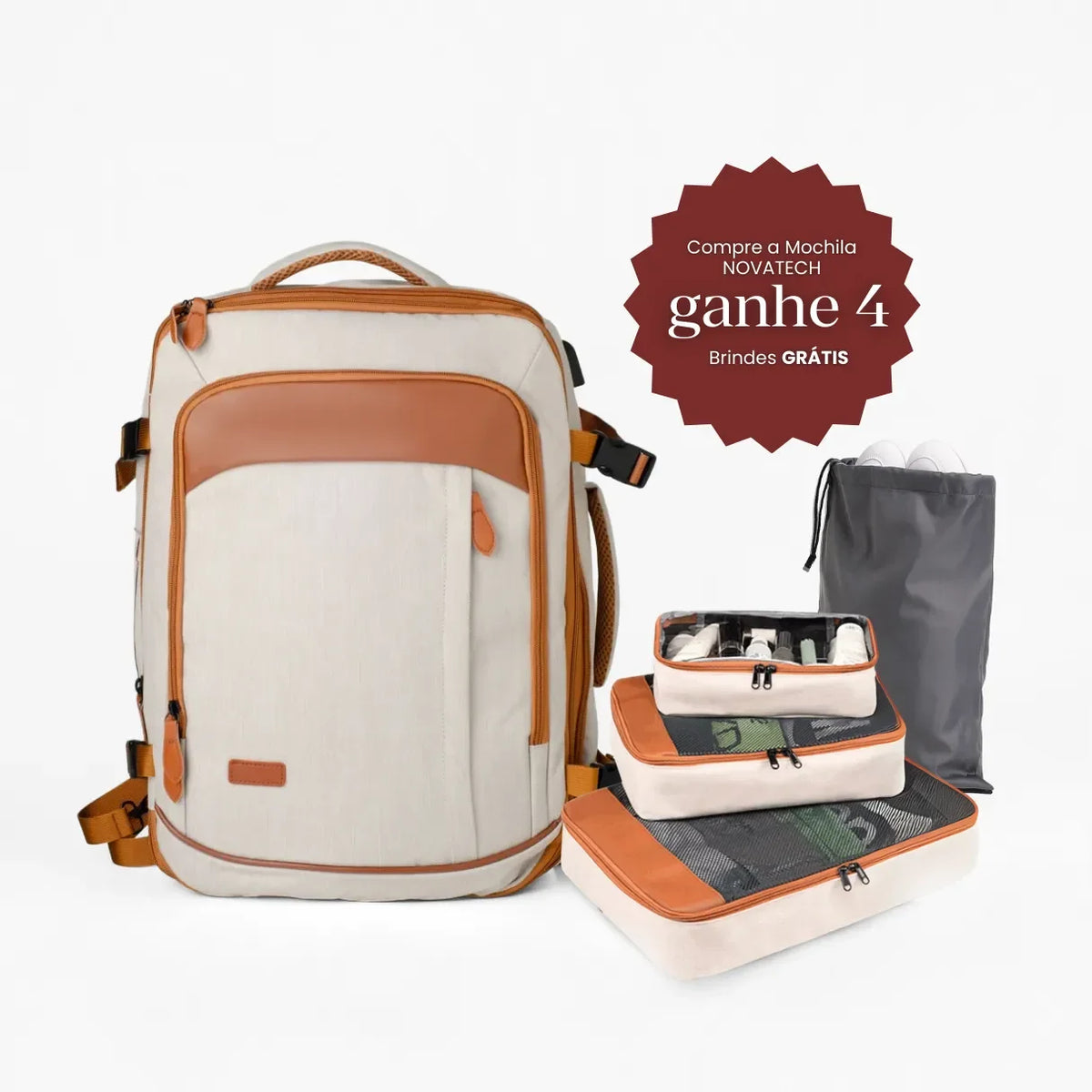 Mochila 40L 4 em 1 + 3 Necessaires GRÁTIS! NovaTech™ - uniescolhas