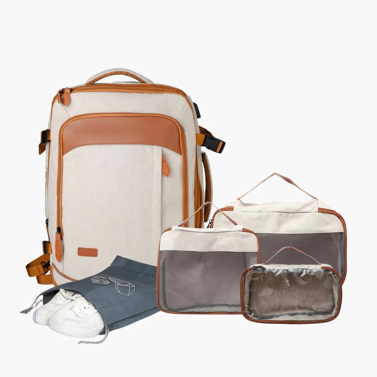 Mochila de Viagem 40L Expansível + 3 Necessaires Grátis