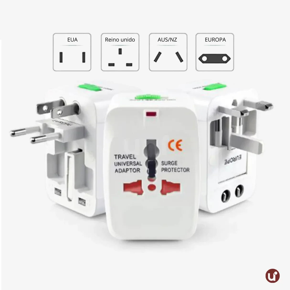 Adaptador Internacional Universal com Proteção Contra Surto, Bivolt e LED - uniescolhas