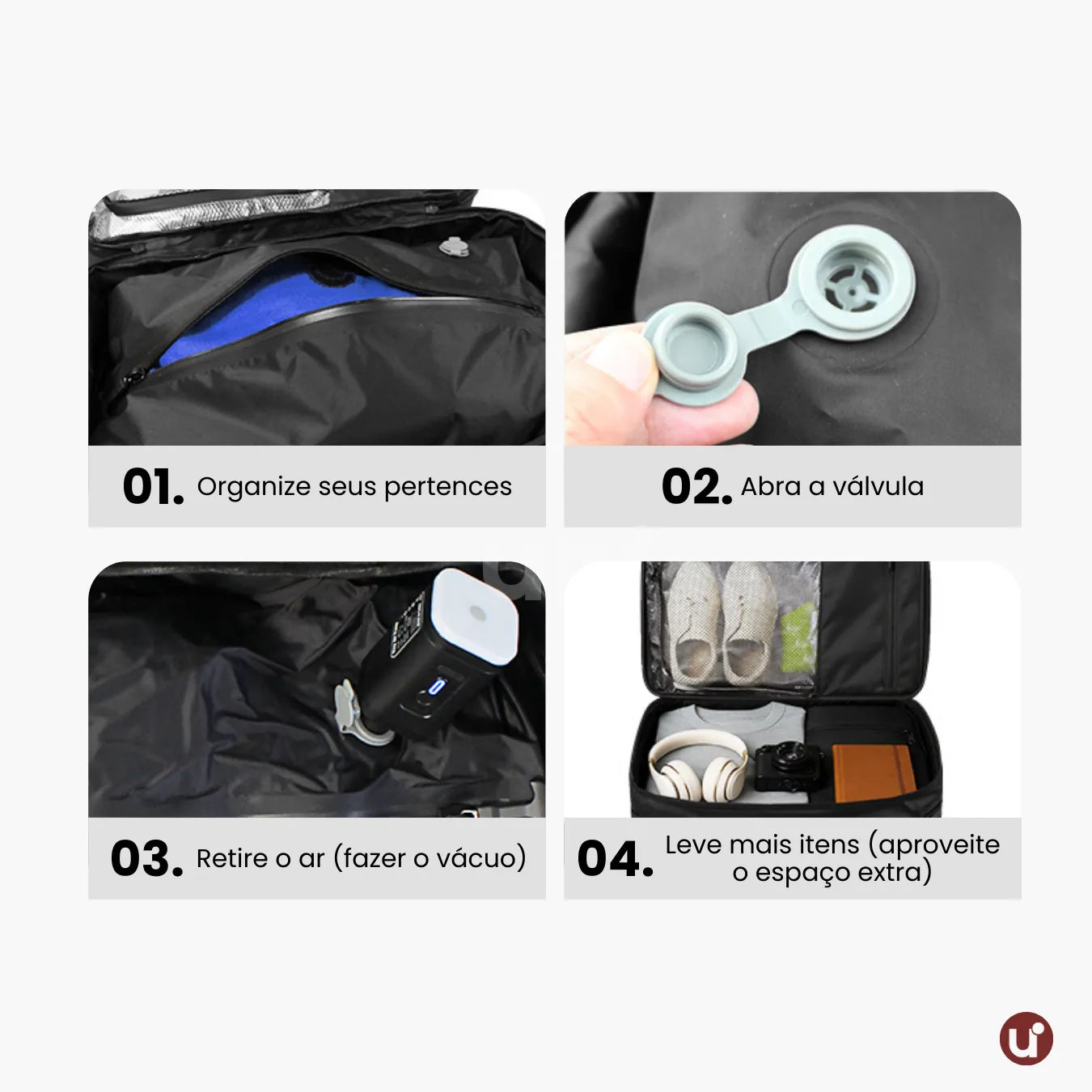 Mochila de Viagem a Vácuo Expansível 60L Mala de Bordo Impermeável