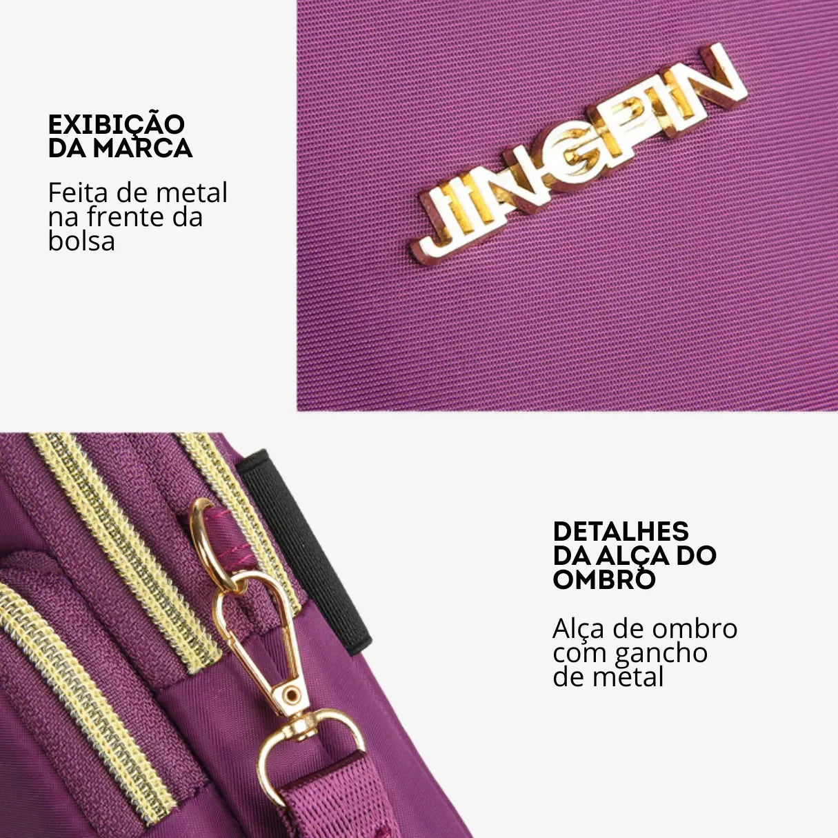 Bolsa de Ombro Multifuncional Nylon à Prova d'Água com Alça Ajustável Nybag - uniescolhas